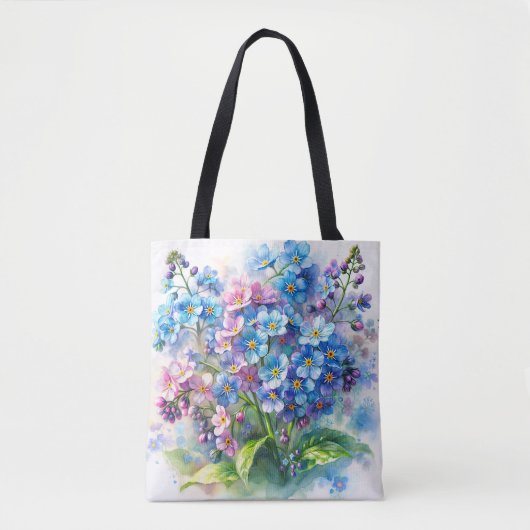 Watercolor Forget-Me-Not Flower Bunch Tote Bag (Voorkant)