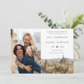 Watercolor foto bruiloft Barcelona uitzicht Save The Date (Staand voorkant)