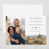 Watercolor foto bruiloft Barcelona uitzicht Save The Date (Voorkant / Achterkant)