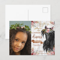 Watercolor Foto paard verjaardag cowgirl