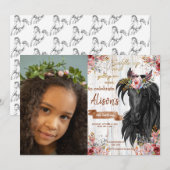 Watercolor Foto paard verjaardag cowgirl Kaart (Voorkant / Achterkant)