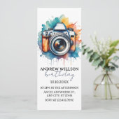 watercolor fotocamera fotograaf VERJAARDAGS Uitnod Kaart (Staand voorkant)