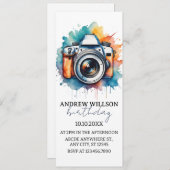 watercolor fotocamera verjaardagsuitnodiging kaart (Voorkant / Achterkant)