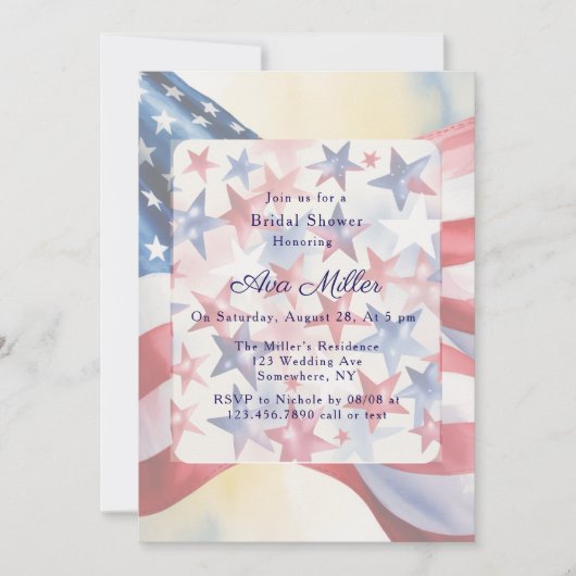 Watercolor Fourth Of July Bridal Shower Kaart (Voorkant)