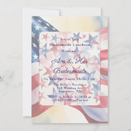 Watercolor Fourth Of July Bridesmaids Luncheon Kaart
