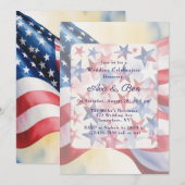Watercolor Fourth Of July Wedding Kaart (Voorkant / Achterkant)