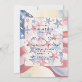 Watercolor Fourth Of July Wedding Shower Kaart