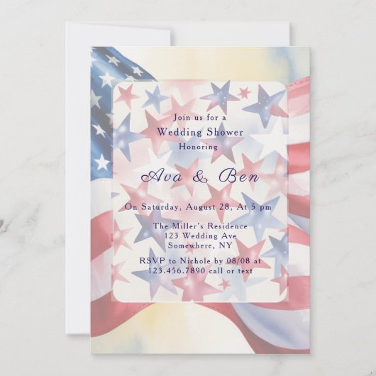 Watercolor Fourth Of July Wedding Shower Kaart (Voorkant)