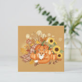 Watercolor fox and pumpkin card kaart (Staand voorkant)