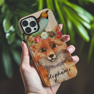 Watercolor Foxy Floral Friends Gepersonaliseerde n iPhone 16 Pro Max Hoesje