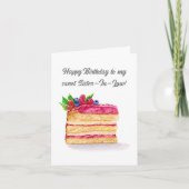 Watercolor Frambozen Cake Verjaardag Schoonzus Kaart (Voorkant)