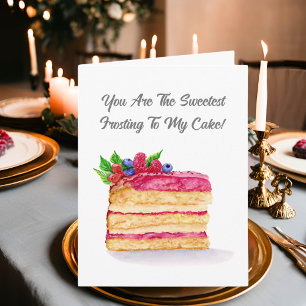 Watercolor Frambozen Cake Verjaardag Vrouw Kaart