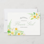 Watercolor Frangipani Bruiloft Wees Mijn Bloemenme Kaart (Voorkant)