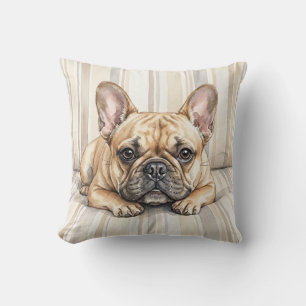 Watercolor Franse Bulldog Worpillow Kussen