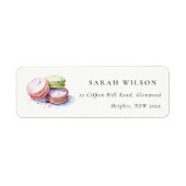Watercolor Franse Macarons Bakkerij Adres Etiket (Voorkant)