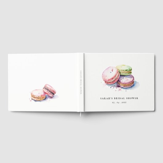 Watercolor Franse Macarons Bakkerij Bruidsdouche Gastenboek (Volledig)