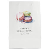 Watercolor Franse Macarons Bakkerij Bruidsdouche Medium Cadeauzakje (Achterkant)