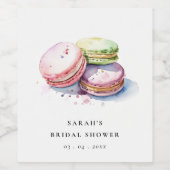 Watercolor Franse Macarons Bakkerij Bruidsfeest Wijn Etiket (Enkel label)