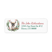 Watercolor French Bulldog Christmas Wreath Etiket (Voorkant)