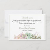 Watercolor french country flower funeral thank you bedankkaart (Voorkant)