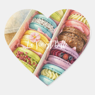 Watercolor French Macarons Box bag Hart Sticker
