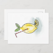 Watercolor Fresh Lemon Briefkaart (Voorkant / Achterkant)