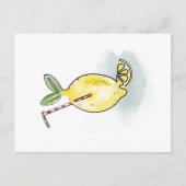 Watercolor Fresh Lemon Briefkaart (Voorkant)