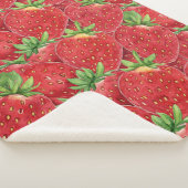 Watercolor Fresh Strawberry Patch Seamless Pattern Sherpa Deken (3/4)