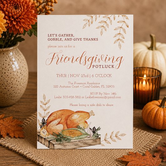 Watercolor Friendsgiving Potluck Uitnodiging