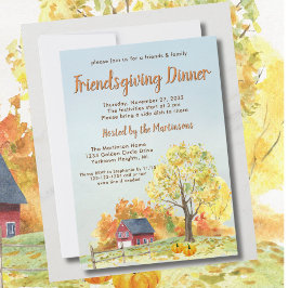Watercolor Friendsgiving Thanksgiving Dinner Kaart