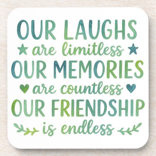Watercolor Friendship Quote Bier Onderzetter (Voorkant)