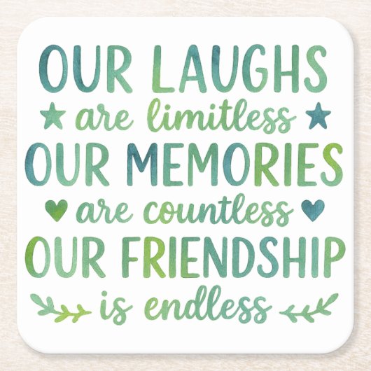 Watercolor Friendship Quote Kartonnen Onderzetters (Voorkant)