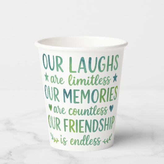 Watercolor Friendship Quote Papieren Bekers (Voorkant)