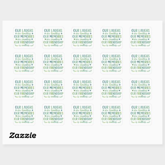 Watercolor Friendship Quote Vierkante Sticker (Vel)
