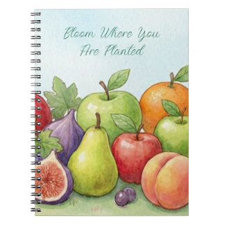 Watercolor Fruit Abundance, Tu Bishvat Background Notitieboek