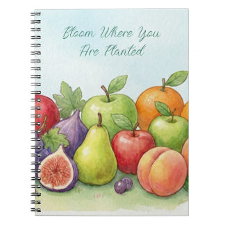 Watercolor Fruit Abundance, Tu Bishvat Background Notitieboek