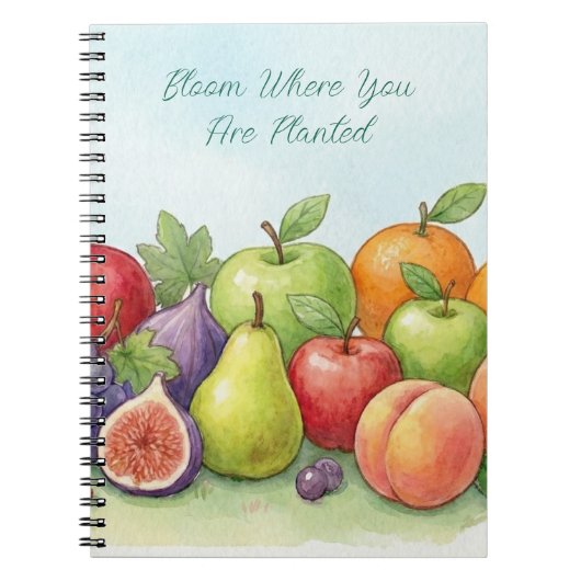 Watercolor Fruit Abundance, Tu Bishvat Background Notitieboek (Voorkant)