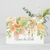 Watercolor Fruit en Tuin Bloemen Save The Date (Staand voorkant)
