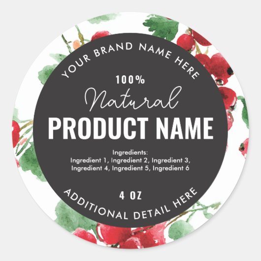 Watercolor fruit Product Ronde Label (Voorkant)