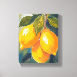 Watercolor Fruit Schilderij Citroenboom Canvas Afdruk
