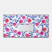 Watercolor Fuchsia Flowers Elegant Floral Pattern Bureaumat (Keyboard & Muis)