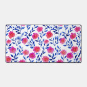 Watercolor Fuchsia Flowers Elegant Floral Pattern Bureaumat (Voorkant)