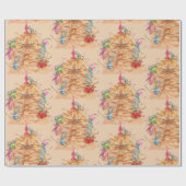 Watercolor Fun Cat Wrapped up in Christmas Cadeaupapier (Vlak)