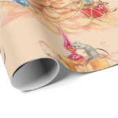 Watercolor Fun Cat Wrapped up in Christmas Cadeaupapier (Rol Hoek)