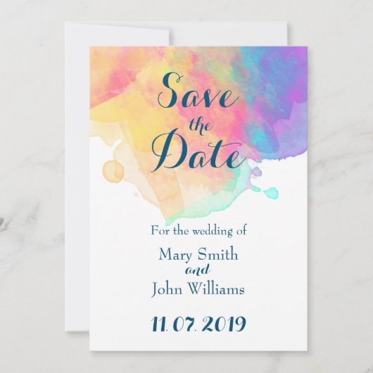 Watercolor Fun Save the date Kaart (Voorkant)