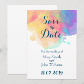 Watercolor Fun Save the date Kaart (Voorkant / Achterkant)