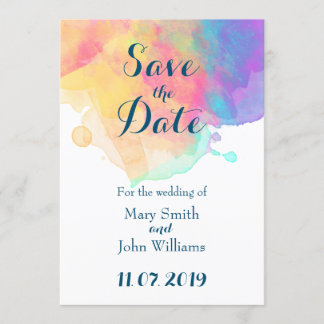 Watercolor Fun Save the date Kaart