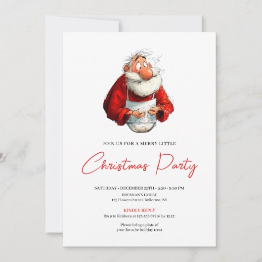 Watercolor Funny Santa Calligraphy Christmas  Kaart (Voorkant)