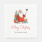 Watercolor Funny Santa Custom Christmas Napkins Servet (Voorkant)