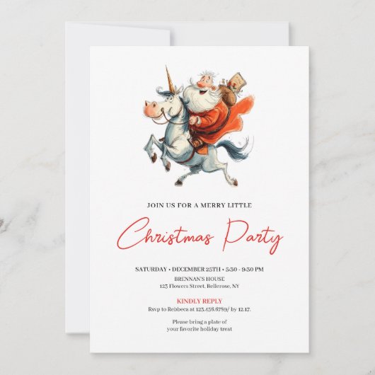 Watercolor Funny Santa Festive Christmas Invites Kaart (Voorkant)